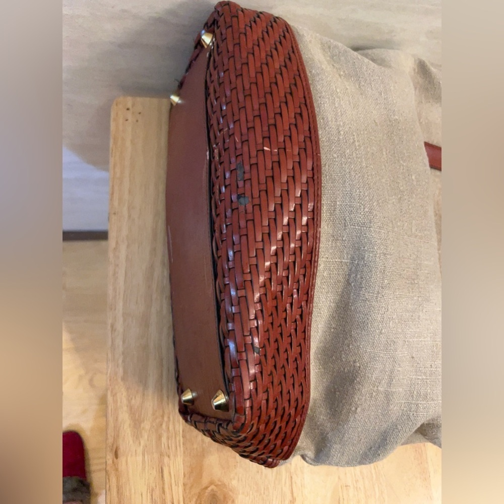 Talbots Linen and Woven Leather Tote Bag. - Picture 6 of 14